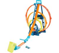 Hot Wheels Track Builder Triple Looping circuit à 3 loopings modulables, petite voiture de course incluse, jouet pour enfant, GLC96