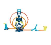 Hot Wheels - Track Builder - Triple Looping Modulable Cascades Extrèmes - 1 lanceur, 1 vhicule et 1 cible inclus