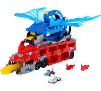 Hot Wheels Transporteur 2 en 1 Dragons City avec 2 transporteurs Dragons et 2 Voitures Miniatures, Un Grand Dragon et Un Dragon Amovible, Peut contenir Plus de 20 véhicules, JKJ79