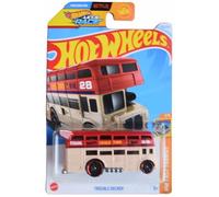 Hot Wheels Trouble Decker Bus à l'échelle 1/64, rouge, 3 x 2 x 1 pouces, enfant, unisexe