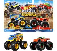 Hot Wheels Monster Trucks - Coffret 2 véhicules Monster Truck Double Démolition - Petites Voitures - 3 ans et +