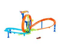 Hot Wheels Vitesse et Looping Coffret Piste et Circuit avec véhicule en métal à l’échelle 1/64, Piste en Forme de 8 avec Zone de carambolage et propulseur, JBX65