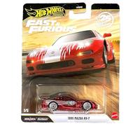 Hot Wheels Voiture miniature Premium Fast & Furious 1995 Mazda RX-7, 1:64, en métal, Real Riders, 25 ans d'anniversaire, 1/5 Chase Car JDM Tuning Véhicule cinéma à collectionner Diecast JHW71