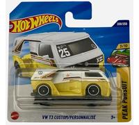 Hot Wheels VW T3 Custom - Peak Pursuit 3/10 - JBC05 - Carte courte - Jaune/blanc - Mattel 2025 - Modèle Volkswagen sous licence avec design Widebody à l'échelle 1:64