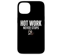 Hot Work Never Stops Welder Welding Blue Collar Job Work Coque pour iPhone 13