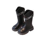 HOT1950s Bottes montantes au genou - Doublure en polaire - Couleur unie - Bottes en cuir - Confortables - Fermeture éclair plate - Chaussures mi-mollet - Semelle antidérapante - Chaussures d'extérieur