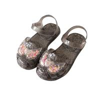 HOT1950s Chaussures scintillantes pour enfants - Sandales plates papillon - Semelle souple - Décontractées - Confortables - Légères - Chaussures de plage d'été - Sangle de cheville - Coupe large