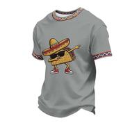 HOT1950s Polo à manches courtes pour homme - Embroïde tendance - Pull décontracté d'été boutonné - T-shirt léger surdimensionné - Coupe ample - Haut décontracté pour le travail de bureau, 02 Gris, XL