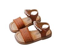 HOT1950s Sandales de princesse pour enfants et filles avec bride de cheville et semelle souple - Coupe ample - Sandales plates décontractées - Légères - Pour l'été et la plage, marron, 5 ans