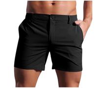 HOT1950s Short de course pour homme - Style décontracté - Couleur unie - Avec poches - Taille élastique - Respirant - Extensible - Pour le fitness et le jogging, 04 Noir, XL
