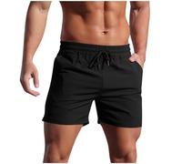 HOT1950s Short de course pour homme - Style décontracté - Couleur unie - Avec poches - Taille élastique - Respirant - Extensible - Pour le fitness et le jogging, 01 Noir, XL