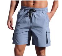 HOT1950s Short de course pour homme - Style décontracté - Couleur unie - Avec poches - Taille élastique - Respirant - Extensible - Pour le fitness et le jogging, 03 Bleu, XL