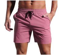 HOT1950s Short de course pour homme - Style décontracté - Couleur unie - Avec poches - Taille élastique - Respirant - Extensible - Pour le fitness et le jogging, 05Hot Pink, XL