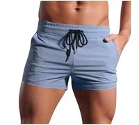 HOT1950s Short de course pour homme - Style décontracté - Couleur unie - Avec poches - Taille élastique - Respirant - Extensible - Pour le fitness et le jogging, 06 Bleu, XL
