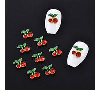 Hotaden 10pcs / Paquet Cerise Alliage Décoration Nails Art Strass 3D Bijoux Ongles Nail Art Décorations Rouge