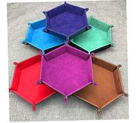 Hotaden 1pc Hexagone PU Cuir Pliable Plateaux de dés en Tissu Plateau pour dés Jeux de Table de Rangement de Bureau Boîte décorative Plateau Couleur aléatoire 18 * 18cm Couleur aléatoire
