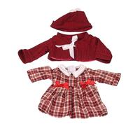 Hotainoys 1 Ensemble de vêtements de poupée 18 Pouces, Tenue d'hiver, vêtements poupée Comprenant Un béret Rouge, Un Cardigan Rouge, Une Robe à Carreaux pour bébé, Accessoires pour Fille 18 Pouces