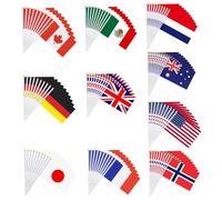 Hotainoys 100 pièces Drapeaux de Pays 50 Pays Petits Drapeaux du Monde internationaux à Main pour Les défilés de fête Bars Clubs Sport Festivals Scolaires, Monde 5x8 Pouces