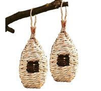 Hotainoys 2 PCS Nid de Colibri Herbe Tissée Maison de Colibri Maison d'Oiseau en Forme Larme Oiseau Suspendu Écologique pour Fenêtre Jardin Décoration Extérieure la