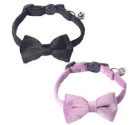 Hotainoys 2Pcs Collier pour Chat, 2 Couleurs Collier pour Chat avec Cloches et Noeud Papillon Colliers pour Chaton Doux et Confortables Boucle de Sécurité Colliers Breakaway Noeud Papillon