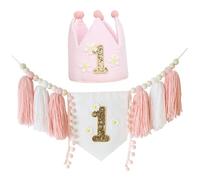 Hotainoys Bannière de Chaise Haute pour 1er Anniversaire de Fille, Ensemble bannières Anniversaire en Forme Marguerite avec décoration gâteau Faite à la Main, Chapeau Couronne pour déc