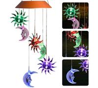 Hotainoys Carillons éoliens solaires, 6 carillons éoliens soleils et lunes LED, étanche Romantique LED Couleur de lumière Changeante en Plein air pour la Maison, fête, décoration de Jardin Nuit