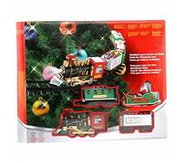 Hotainoys Ensemble de Train d'arbre de Noël avec lumière et Son Ensemble Train Noël Suspendu avec Locomotive, Wagon à Charbon, Chariot, traîneau et chenilles Arbre réaliste