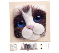Hotainoys Kits de feutrage à l'aiguille, Fournitures de feutrage à l'aiguille Bricolage, kit démarrage avec modèle Chat, Tapis en Mousse, kit Tricot pour débutants Style 2 Fournitures