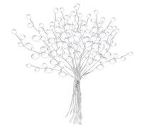 Hotainoys Lot de 50 Fleurs argentées de 15 cm, 3 Branches en Cristal Acrylique avec 18 Gouttes Perles, Paillettes élégantes pour fête Mariage et décoration la Maison.