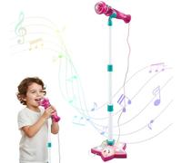 Hotainoys Microphone pour Enfants avec Support, Musique et lumières colorées, Microphone Jouet Portable avec Support réglable pour Enfants en Bas âge, Style 1 pour