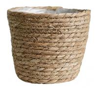 Hotainoys Panier à Plantes 7x6 Pouces, Panier en jonc de mer Naturel avec Doublure, Pot de Fleur Rustique tissé pour Plante d'intérieur