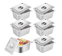 Hotal Pan 1/6 tamaño 2.6 pulgadas profundo de acero inoxidable Pan de almacenamiento de alimentos Inserto de contenedor de placa de catering para restaurante