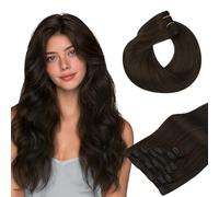 Hotbanana - Extensions à clips en cheveux naturels - Extensions de cheveux invisibles à clips - 35 cm - 120 g - 7 pièces - Brun mocha - Extensions de cheveux Remy lisses et sans couture