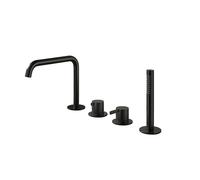 Hotbath Ace Mitigeur de bain - Combinaison sur gorge de baignoire - monotrou - inverseur 2 voies - douchette à main - bec - noir brossé PVD AC073MBP