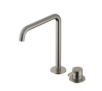 Hotbath Ace Mitigeur lavabo - rehaussé - bec rotatif - 2 trous - Nickel brossé (inox) AC023HGN