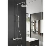 Hotbath Buddy ensemble de douche pluie thermostatique douche de tête ronde 25cm douchette barre chromé SDS1CR4