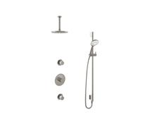 Hotbath Buddy IBS Ensemble de douche pluie - bras de plafond 15cm - douche de tête ronde 20cm - douchette 3 jets - barre de douche - nickel brossé IBS1GN127