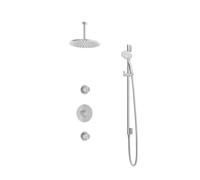 Hotbath Buddy IBS1 Ensemble de douche de tête - 2 robinets d'arrêt - bras de plafond 15 cm - douche de tête ronde 30 cm - douchette 3 jets - barre de douche - chrome IBS1CR1257