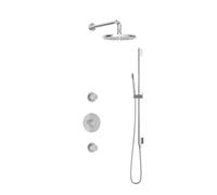 Hotbath Buddy IBS1 Ensemble de douche de tête - 2 robinets d'arrêt - bras mural 35cm - douche de tête ronde 25cm - douchette barre - barre de douche - chrome IBS1CR47