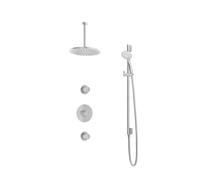 Hotbath Buddy IBS1 Ensemble de douche pluie - 2 robinets d'arrêt - bras de plafond 30 cm - douche de tête ronde 30 cm - douchette 3 jets - barre de douche - chromé IBS1CR1357