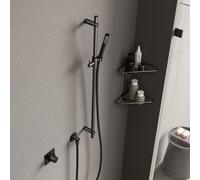 Hotbath Cobber barre de douche 90cm avec coude de raccord mural flexible de douche 150cm et douchette à main en laiton brossé PVD M307BBP