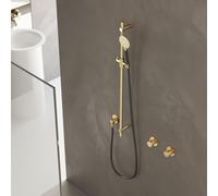 Hotbath Cobber barre de douche 90cm avec coude mural de raccordement flexible de douche 150cm et douchette ronde laiton brossé PVD M308BBP