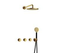 Hotbath Cobber ensemble de douche thermostatique avec 2 stop valves et douchette ronde en laiton brossé pvd IBS70BBP1