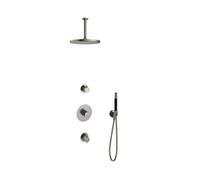 Hotbath Cobber ibs thermostatique 2 stop valve 15cm bras plafond 30cm tête de douche nickel brossé IBS20GN25