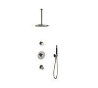 Hotbath Cobber ibs thermostatique 2 stop valve 30cm bras plafond 30cm tête de douche nickel brossé IBS20GN35