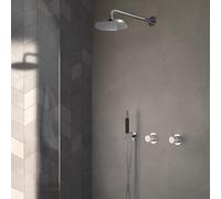Hotbath Cobber IBS21 Ensemble encastré complet - mitigeur de douche - 2 fonctions - inverseur - bras mural 35 cm - douche de tête ronde 20 cm - douchette à main barre - chromé IBS21CR