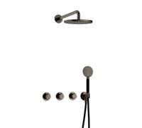 Hotbath Cobber IBS70 Ensemble de douche de pluie encastré - bras mural 38,5cm - pomme de douche ronde 20cm - douchette 3 jets - fer vieilli IBS70AI1