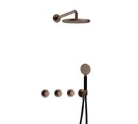 Hotbath Cobber IBS70 Ensemble de douche de tête encastré - bras mural 38,5 cm - pomme de douche ronde 20 cm - douchette 3 jets - laiton vieilli IBS70AB1
