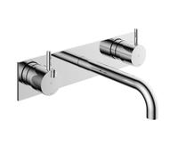 Hotbath Cobber kit de garniture mélangeur de lavabo 3 trous avec plaque de fond et bec de 18 cm chrome CB006TEXT18CR