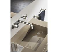 Hotbath Cobber mitigeur de lavabo encastré avec plaque murale et bec 18cm nickel brossé CB006TEXT18GN / HBCB005T